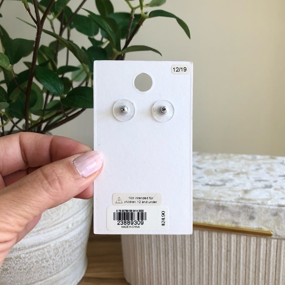 Express Silver Dangle Drop Earrings NEW faux diamond stud detail - Picture 6 of 14